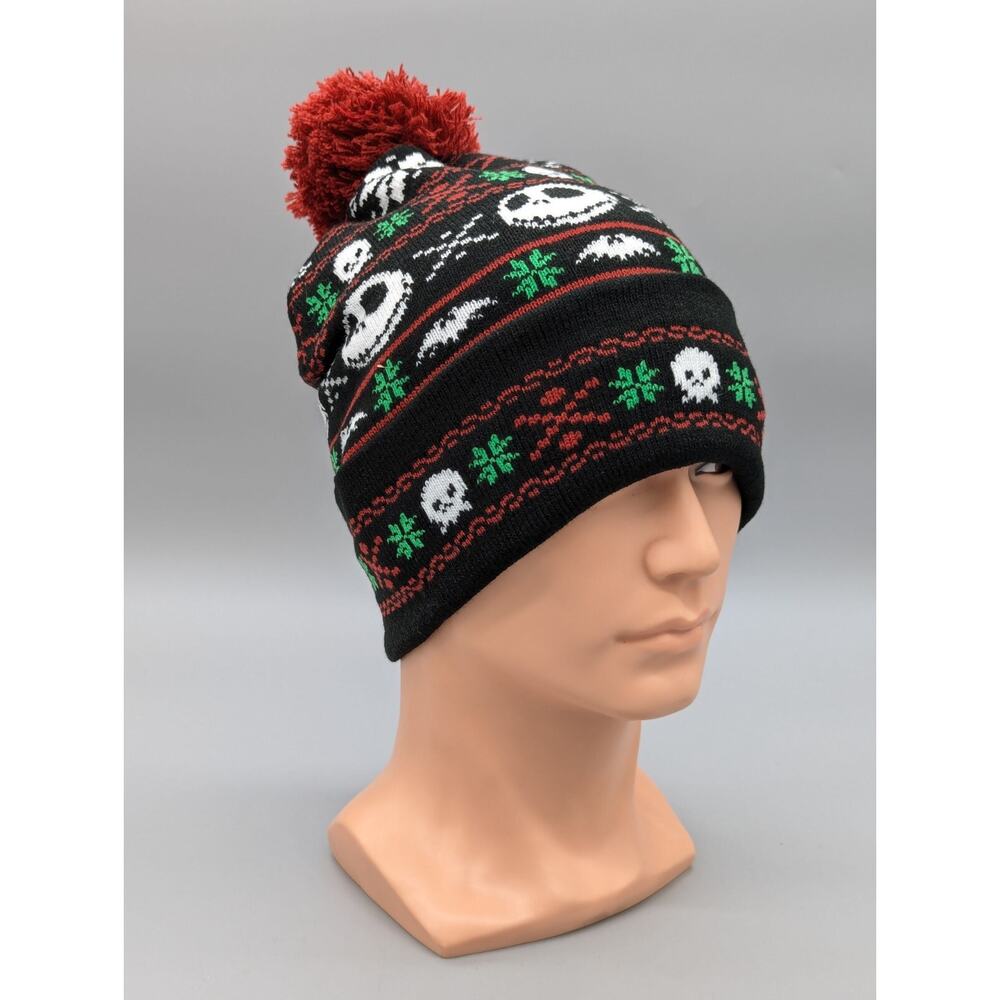 Bioworld Disney Holiday Nightmare Before Christmas Knit Beanie Pom Stocking Hat